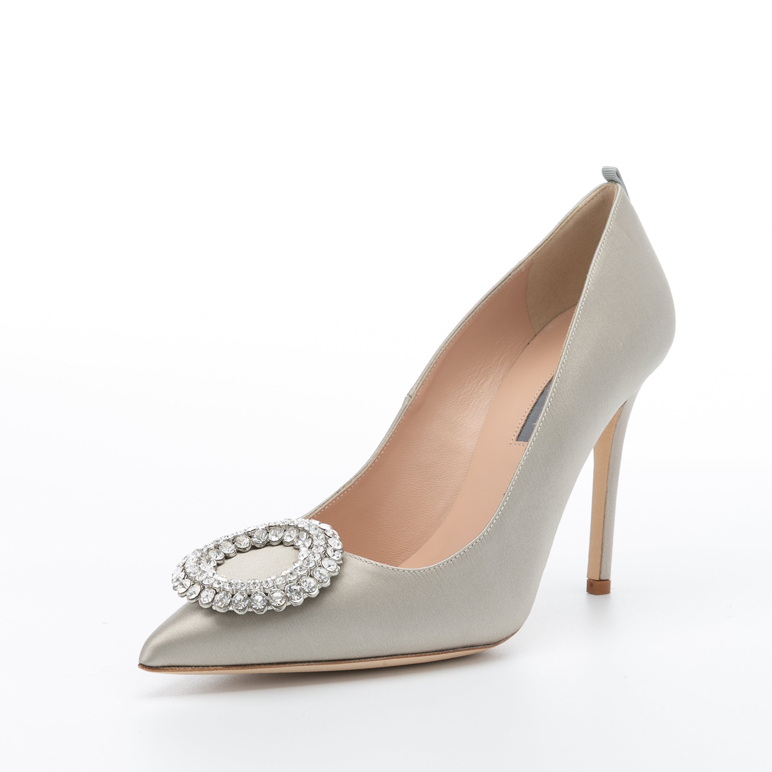 SJP by Sarah Jessica Parker Noussa 100mm Light Grey Satin Pumps