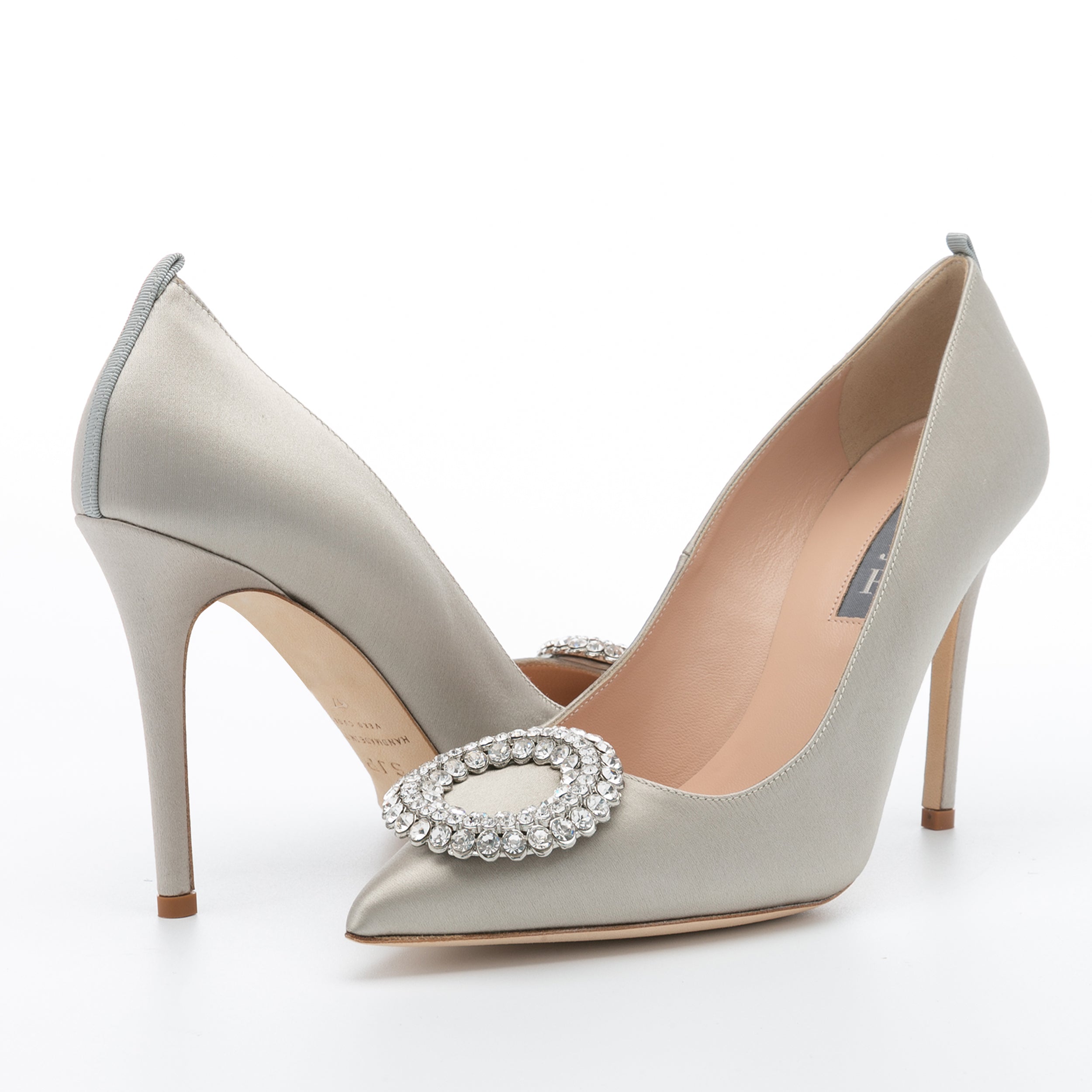 SJP by Sarah Jessica Parker Noussa 100mm Light Grey Satin Pumps