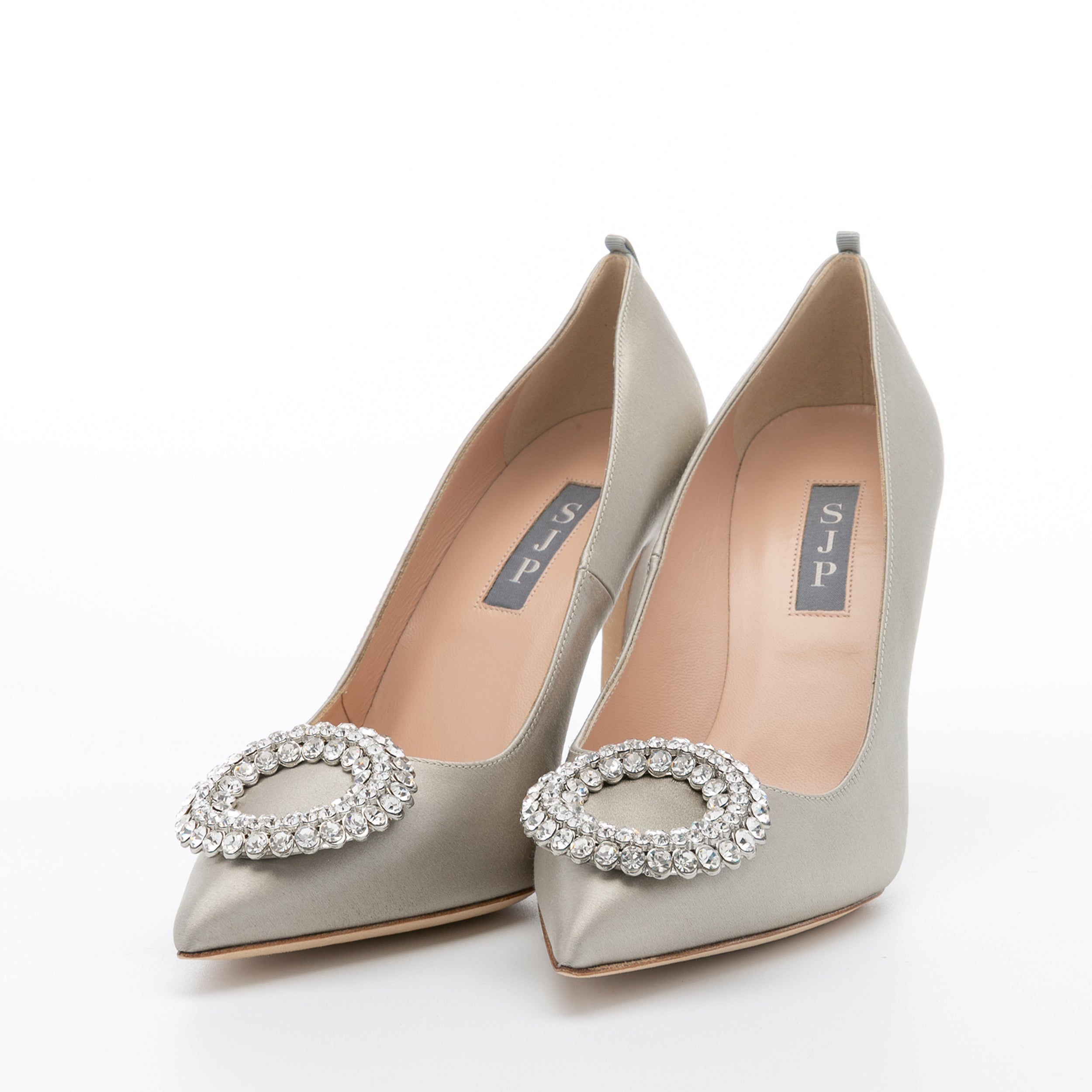 SJP by Sarah Jessica Parker Noussa 100mm Light Grey Satin Pumps