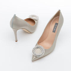 SJP by Sarah Jessica Parker Noussa 100mm Light Grey Satin Pumps