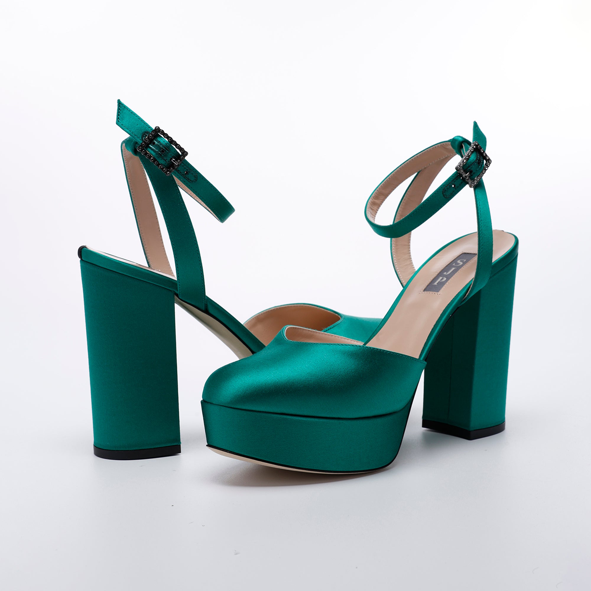 SJP by Sarah Jessica Parker Defy 90mm Emerald Green Fabric Platform Sandals