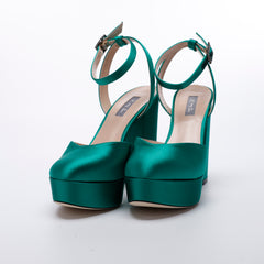 SJP by Sarah Jessica Parker Defy 90mm Emerald Green Fabric Platform Sandals