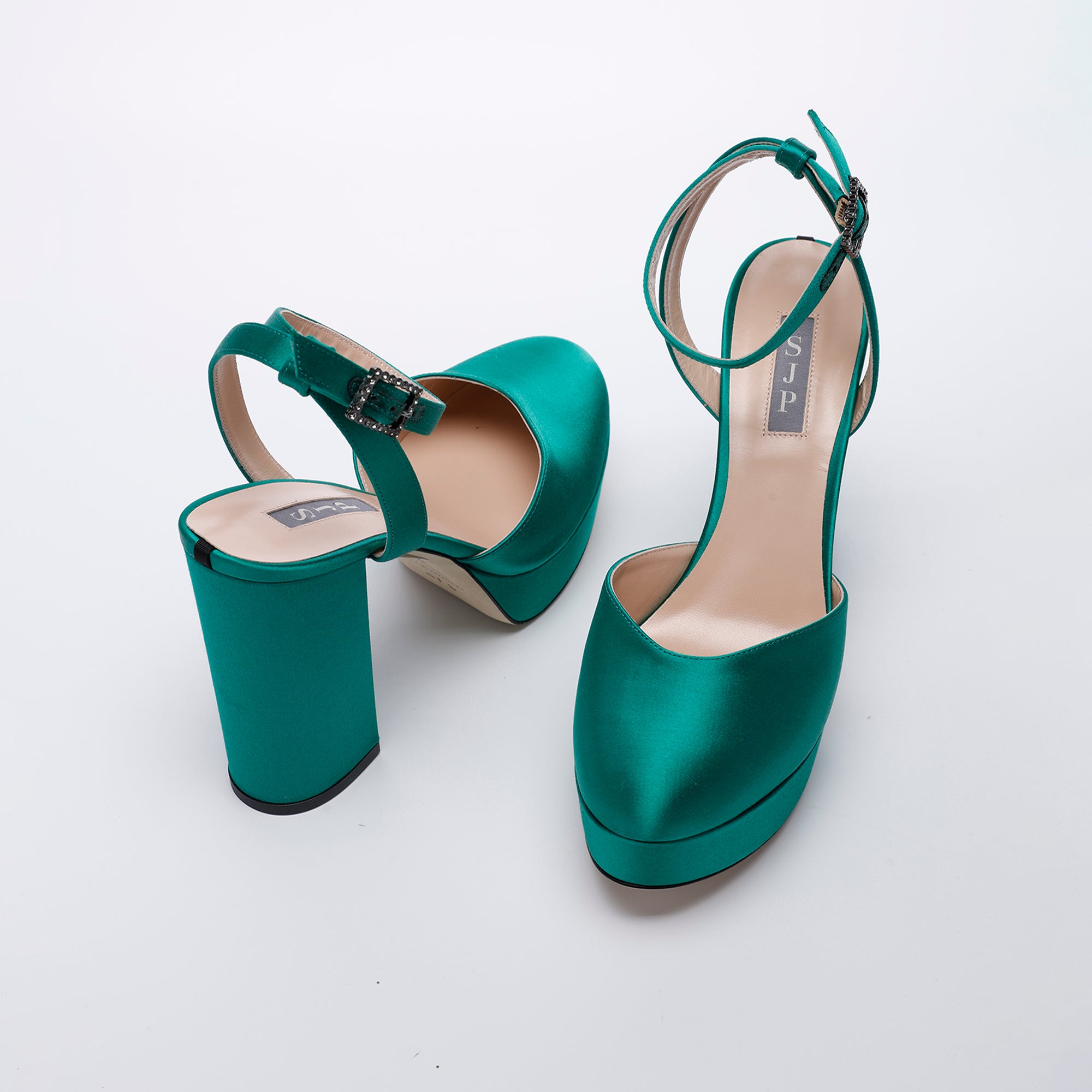 SJP by Sarah Jessica Parker Defy 90mm Emerald Green Fabric Platform Sandals