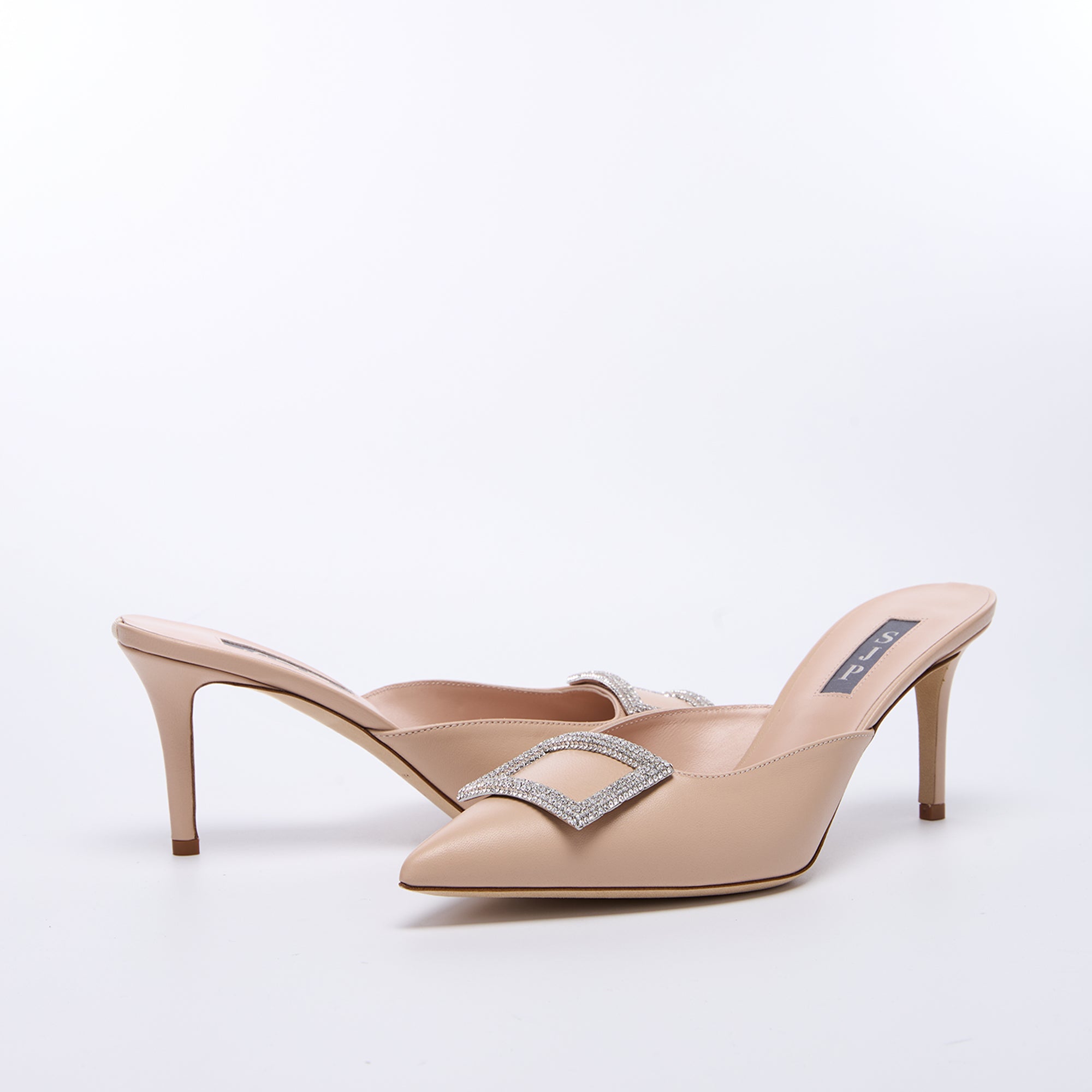 SJP by Sarah Jessica Parker Noble 70mm Beige Leather Mules