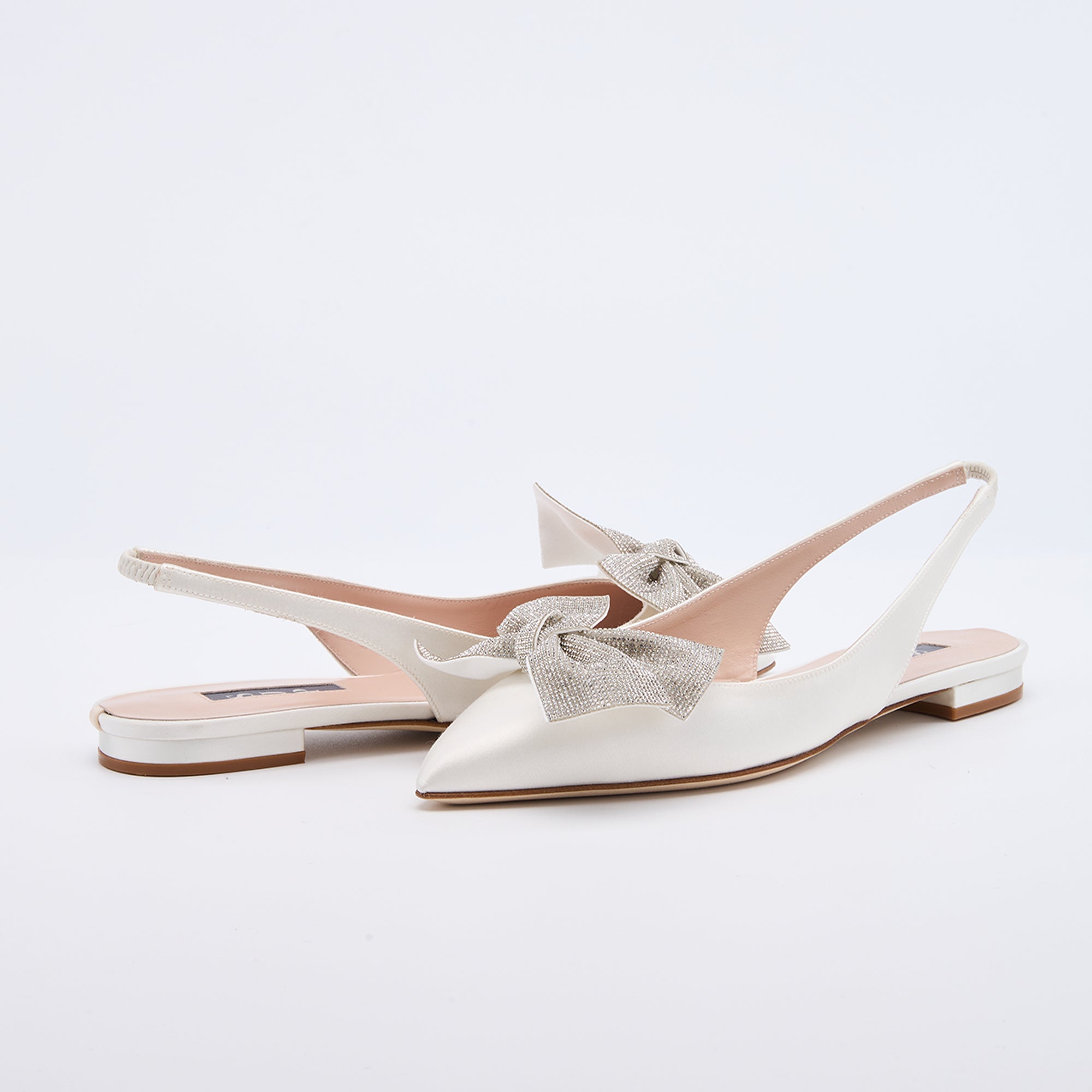 SJP by Sarah Jessica Parker Viv 10mm Ivory Satin Flat Sandals