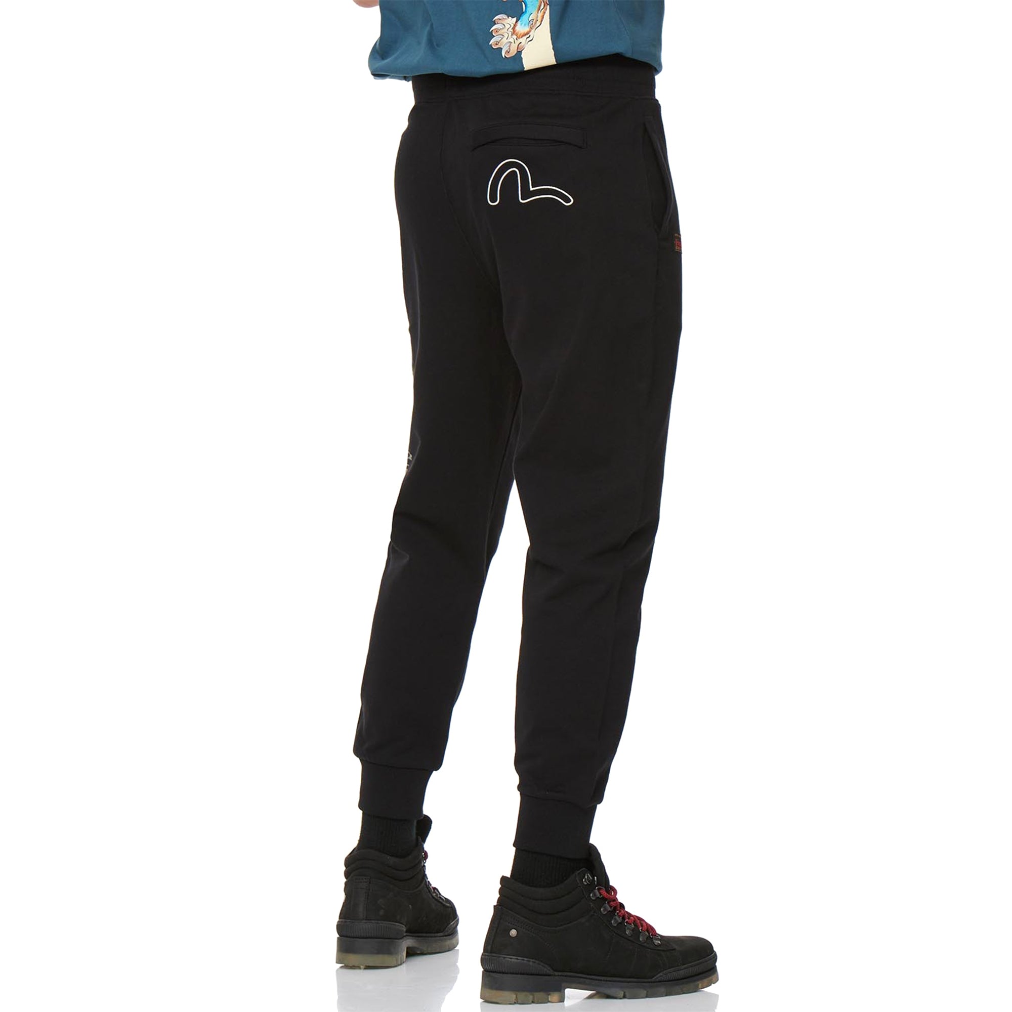 Evisu Black Komainu Frame Printed Sweatpants