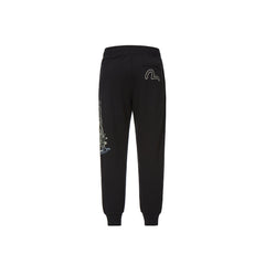 Evisu Black Komainu Frame Printed Sweatpants