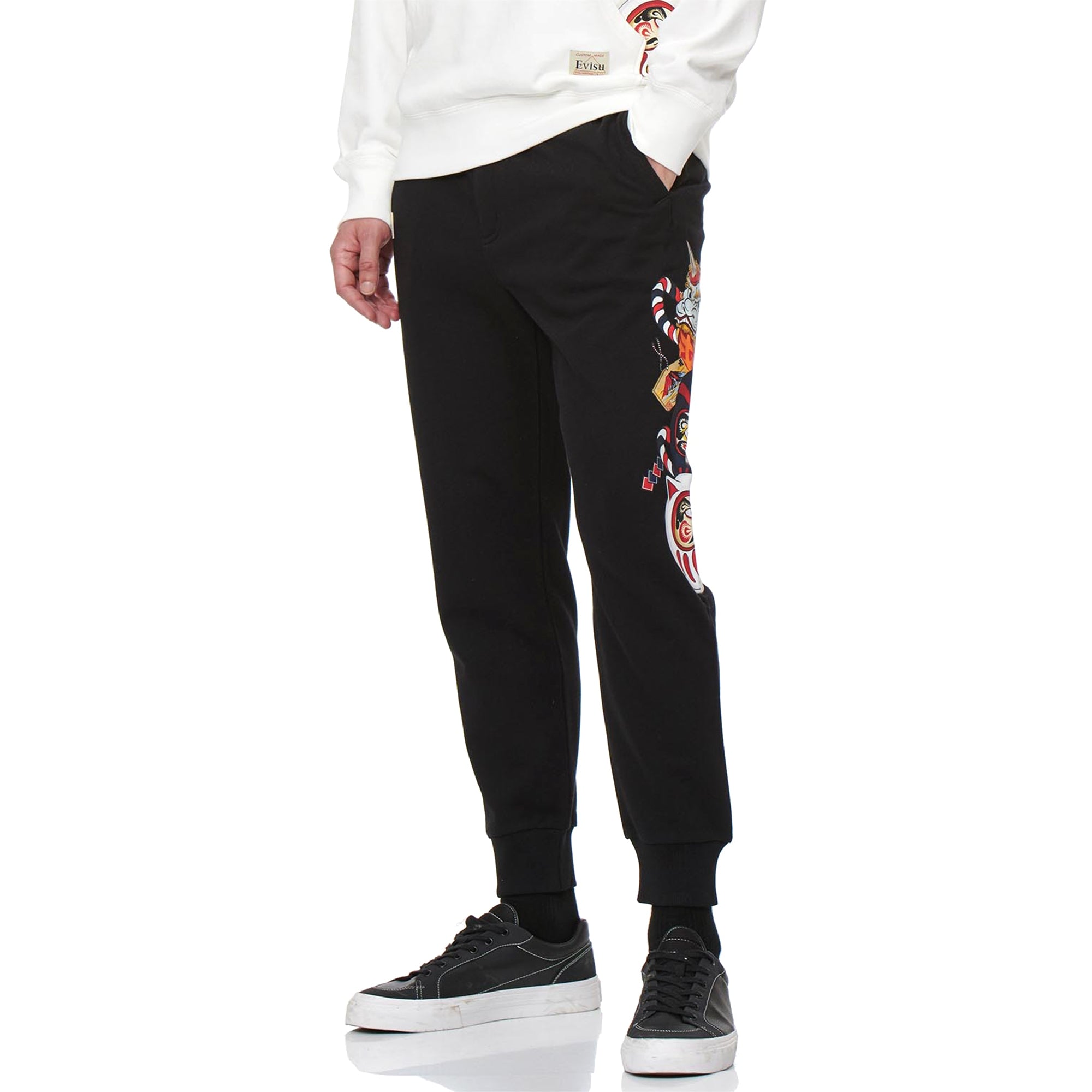 Evisu Black Daruma Buddy Printed Sweatpants