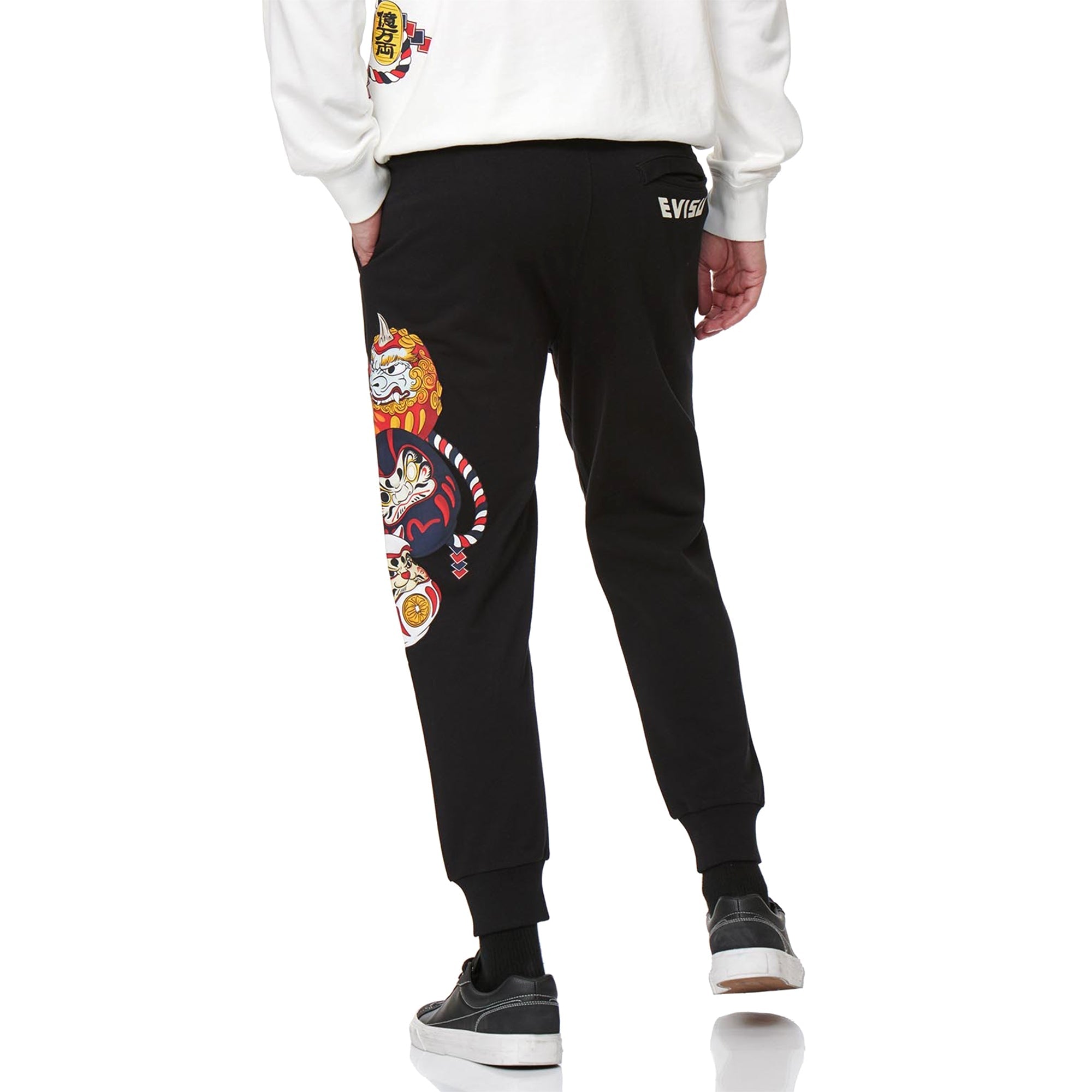 Evisu Black Daruma Buddy Printed Sweatpants