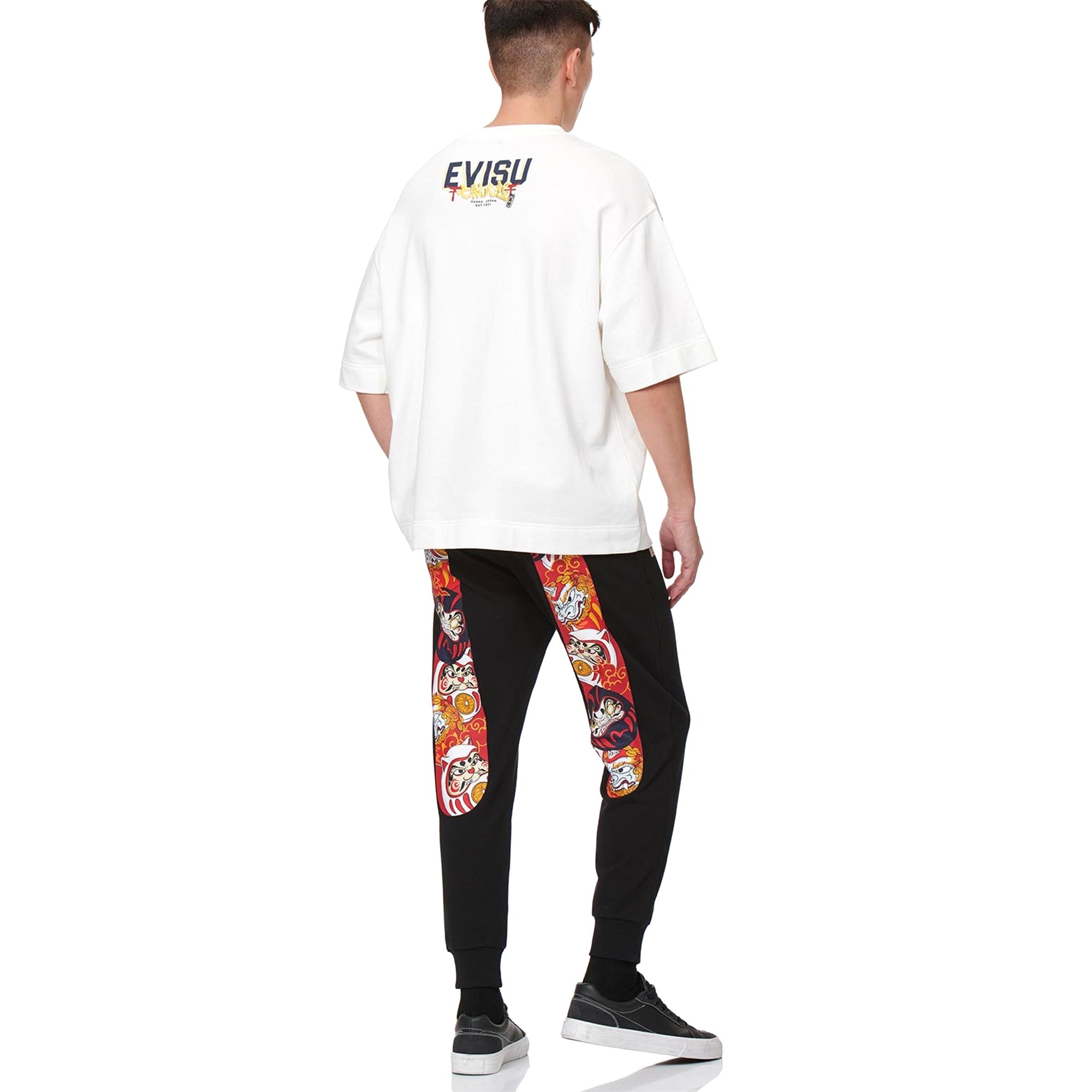 Evisu Black Daruma Komainu Printed Daicock Sweatpants