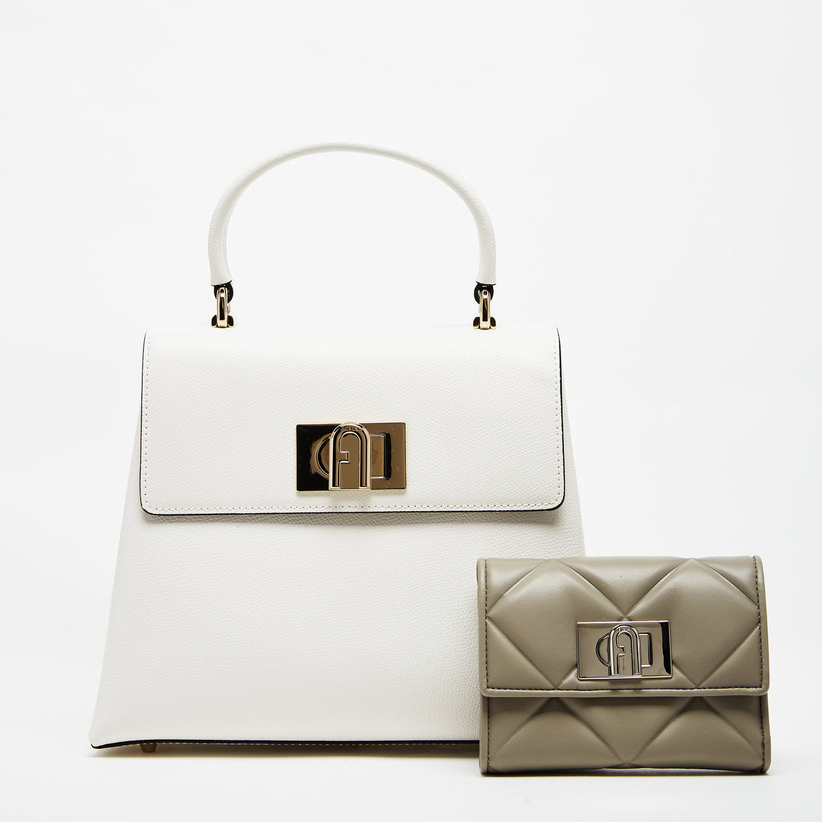Furla 1927 Top Handle Bag with Compact Wallet Combo Talco H Marmo C S M