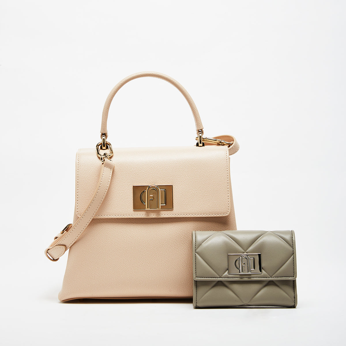 Furla 1927 Top Handle Bag with Compact Wallet Combo Ballerina I Marmo C S M