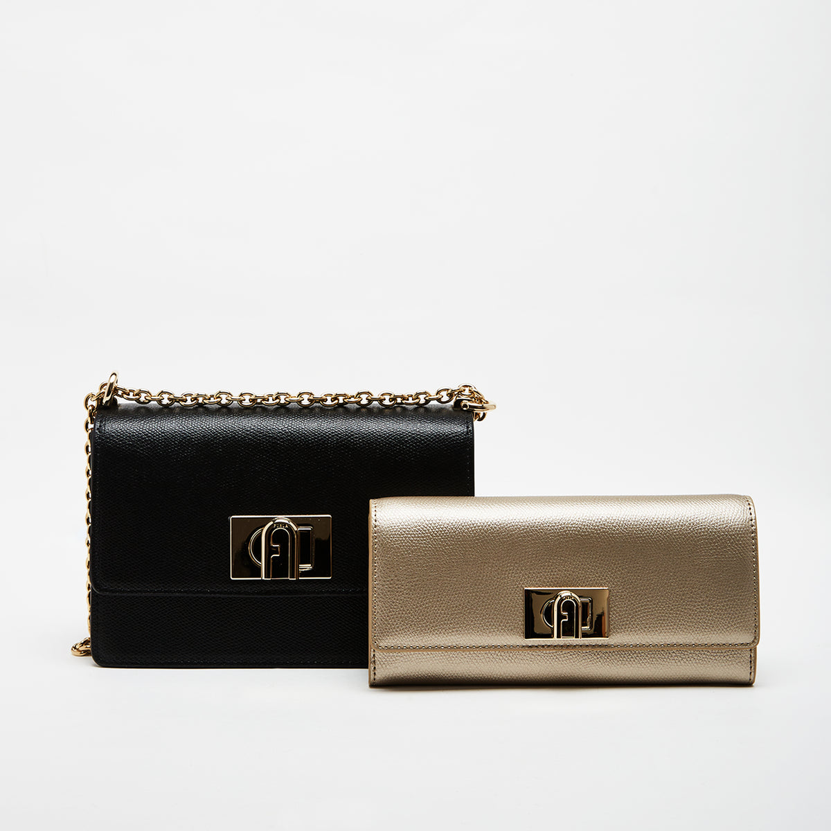 Furla 1927 Mini Crossbody Bag with Continental Wallet Combo Nero Champagne Mini One Size