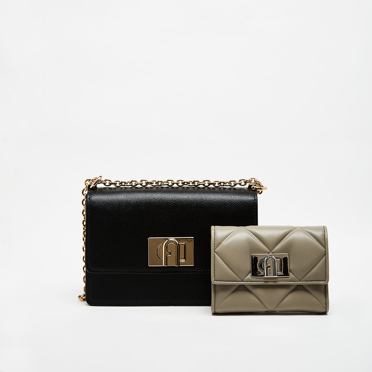 Furla 1927 Mini Crossbody Bag with Compact Wallet Combo Nero Marmo C Mini M