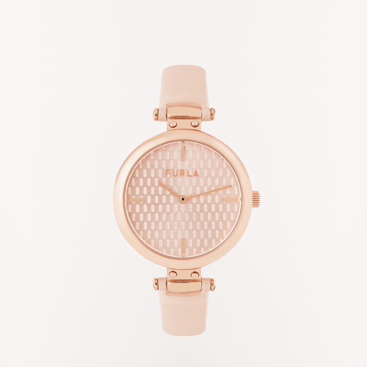 Furla New Pin Round Case 32mm Watch WW00018 Candy Rose 32mm Vitello Metallo