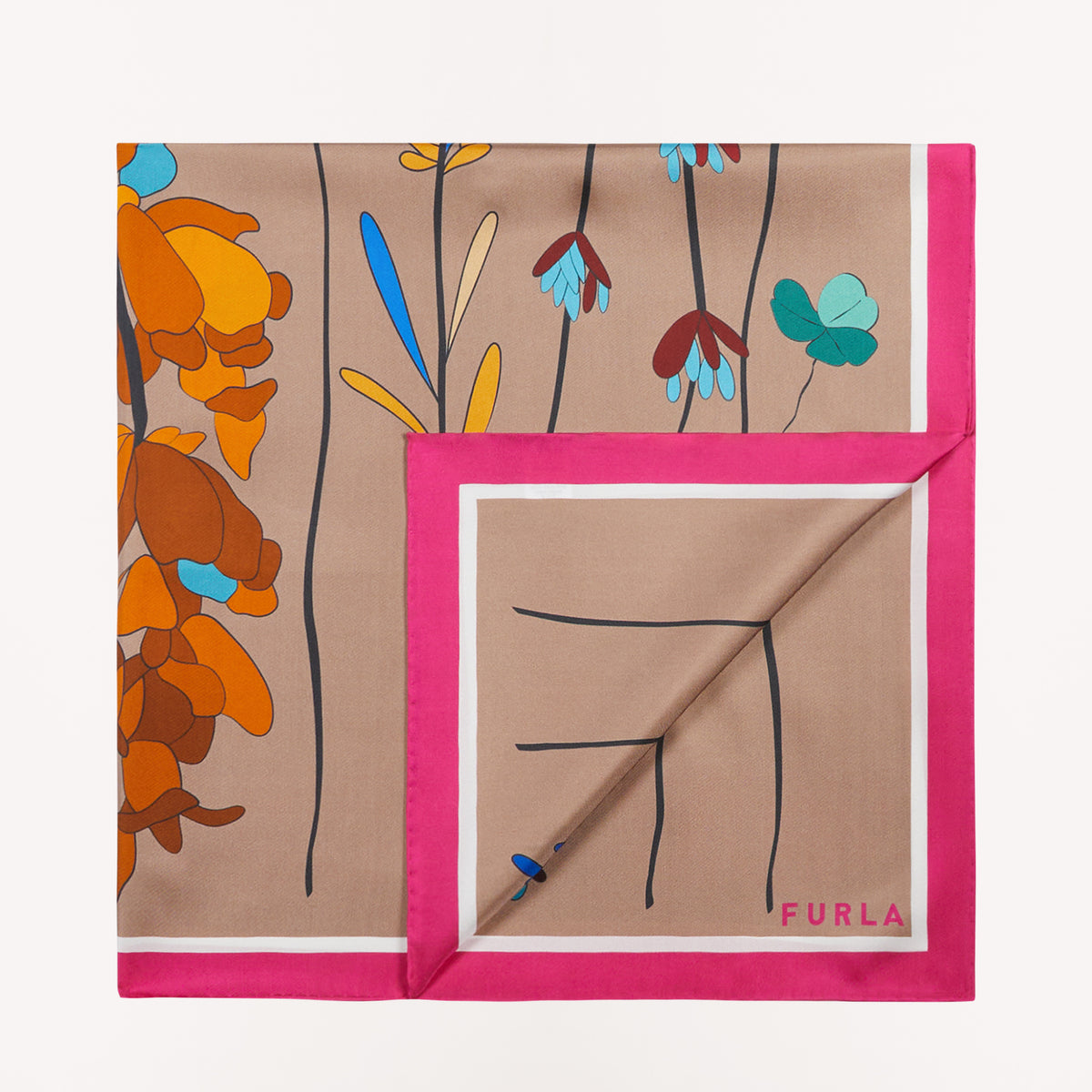 Furla Tortona Carre' 90X90, Greige, Set Twl Vnt Flw
