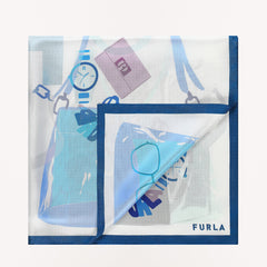 Furla Tortona Carre' 90x90 WT00021 Blu Jay 90x90 Seta Twill Bags