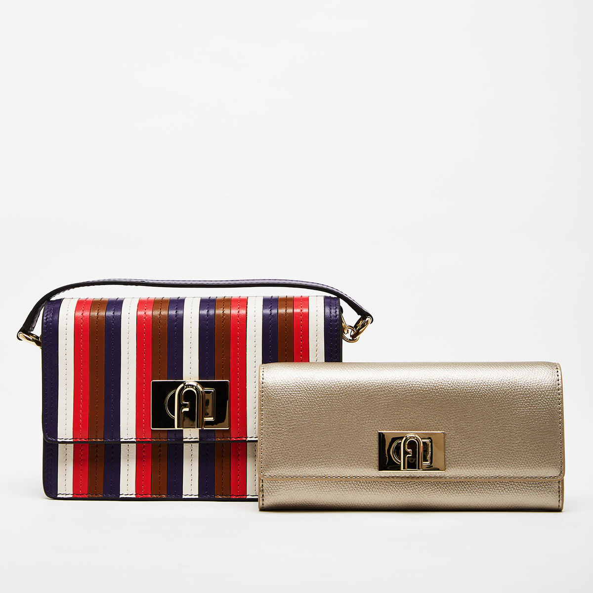 Furla 1927 Mini Crossbody Bag with Continental Wallet Combo Cogn Mystc Flam Champagne Mini One Size