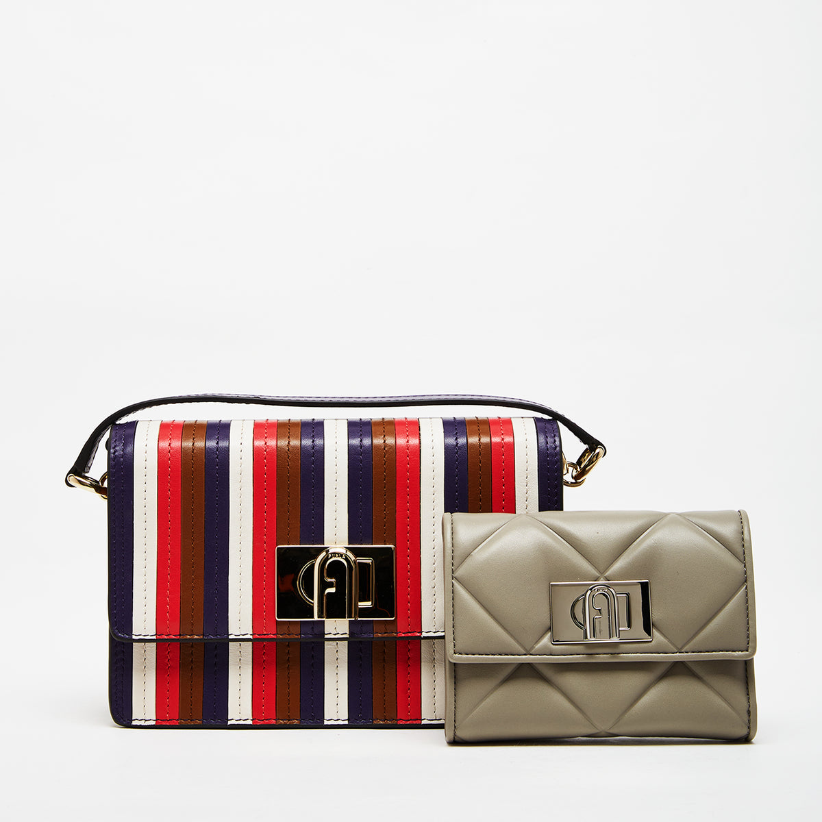Furla 1927 Mini Crossbody Bag with Compact Wallet Combo Cogn Mystc Flam Marmo C Mini M