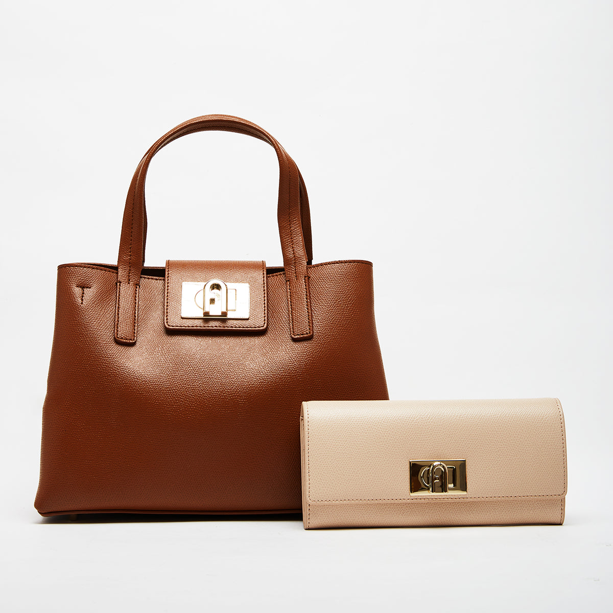 Furla 1927 Tote Bag with Continental Wallet Combo Cognac H Ballerina M One Size