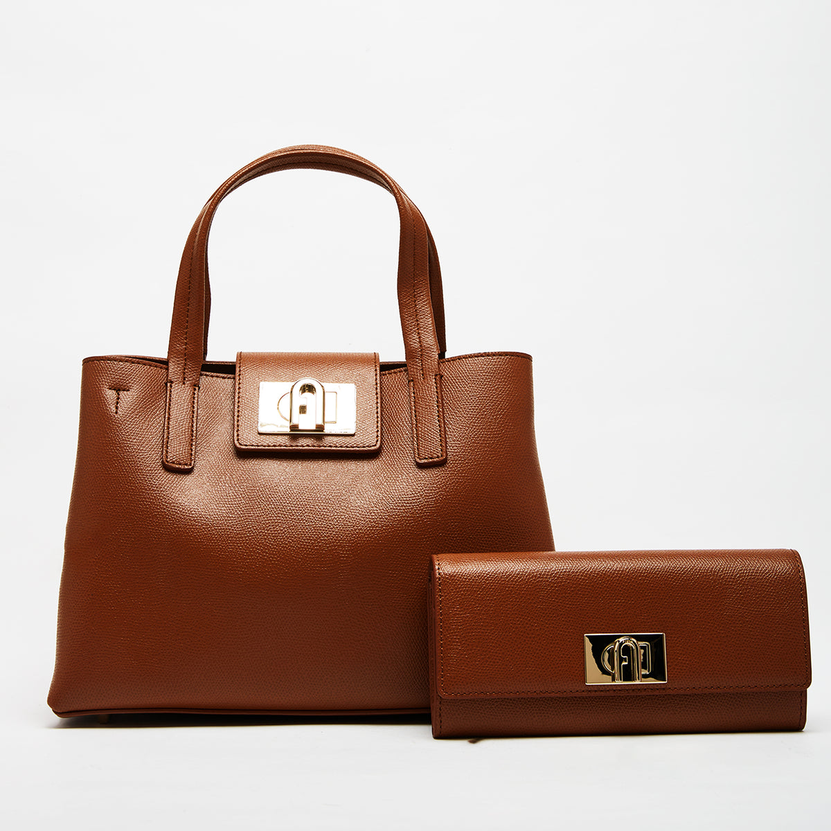 Furla 1927 Tote Bag with Continental Wallet Combo Cognac H Cognac H M One Size