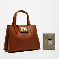 Furla 1927 Tote Bag with Compact Wallet Combo Cognac H Marmo C M M