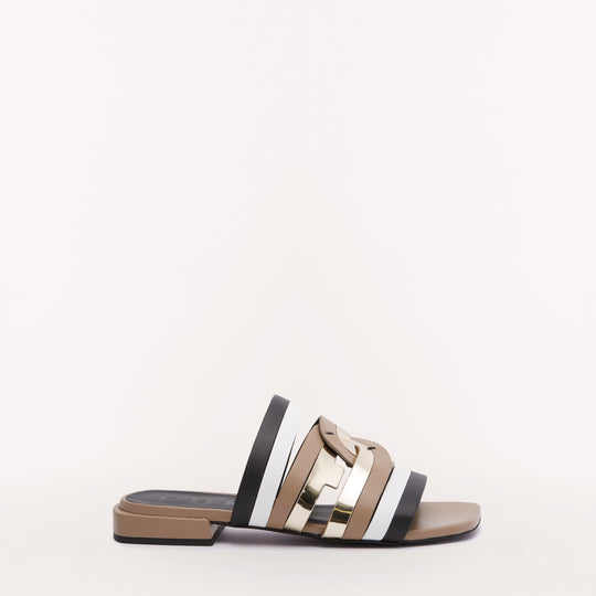 Furla T.20 Lipari Mule Sandal Gre/Tal/Ner/Olt