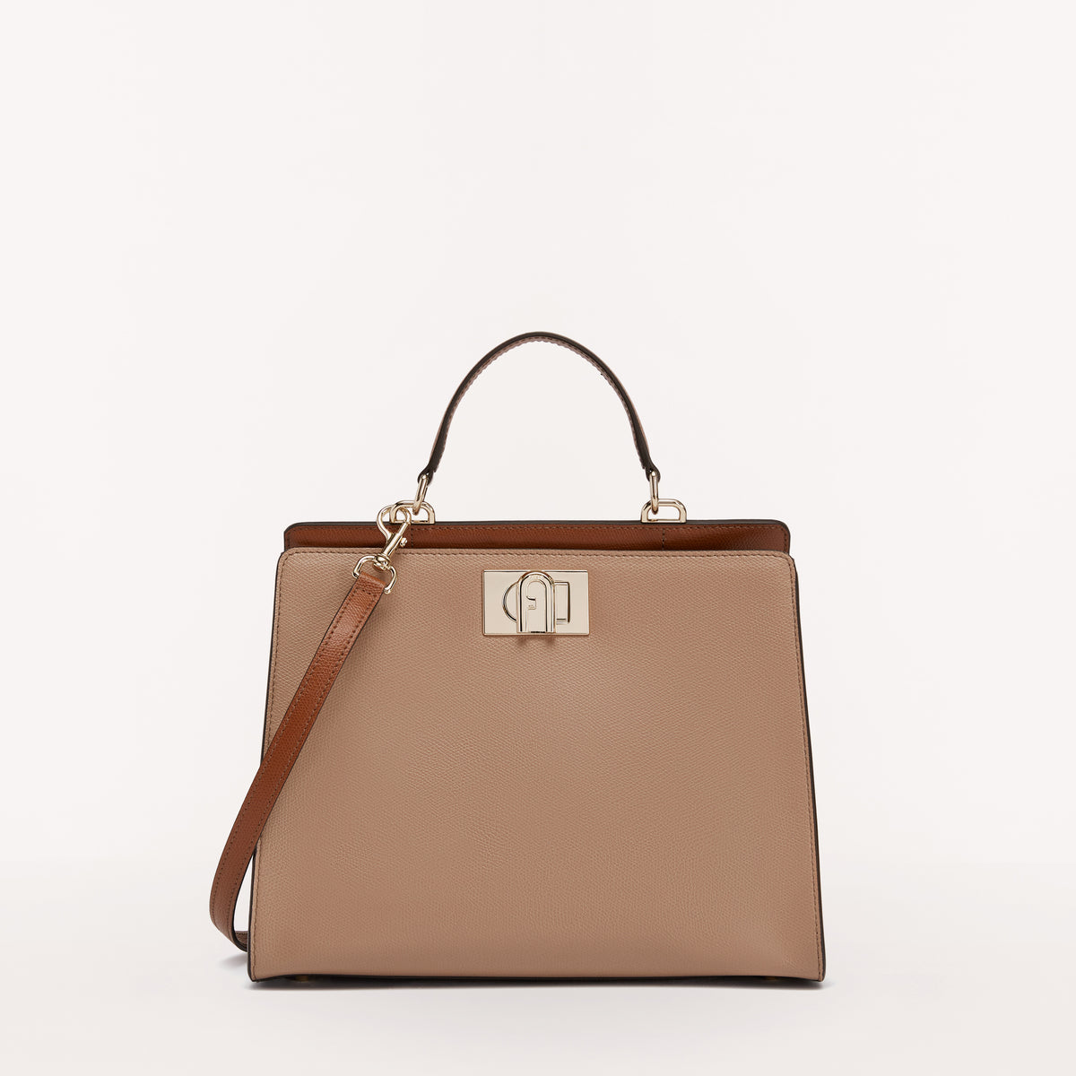 Furla 1927 Top Handle, Greige+Nero+Cog, Ares Block