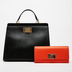 Furla 1927 Top Handle Bag with Continental Wallet Combo Nero Clivia M One Size