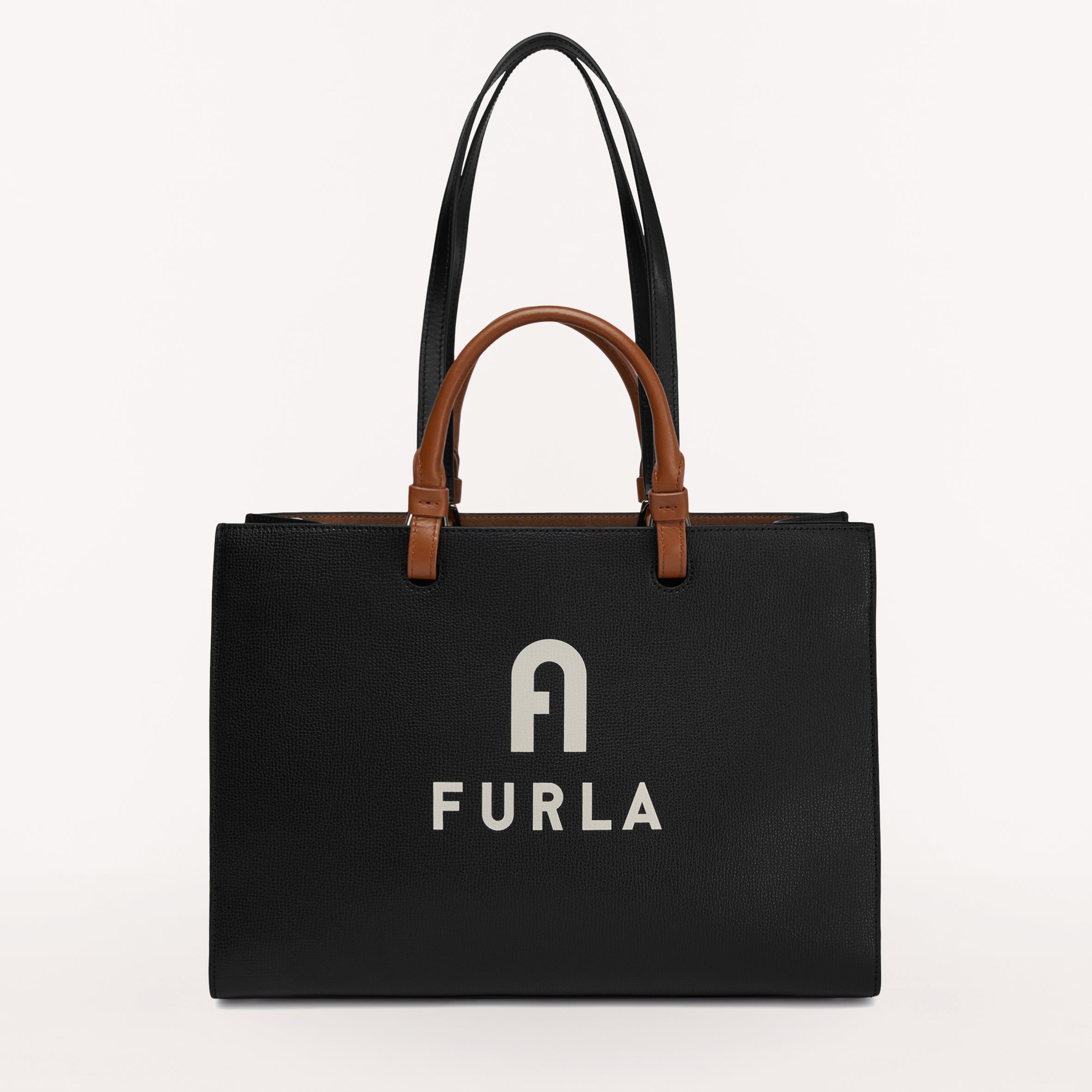 Furla Varsity Style Tote Bag WB00725 Nero & Perla E L