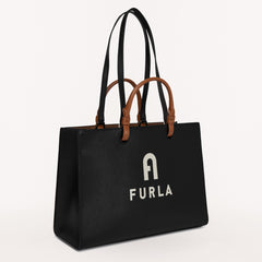 Furla Varsity Style Tote Bag WB00725 Nero & Perla E L