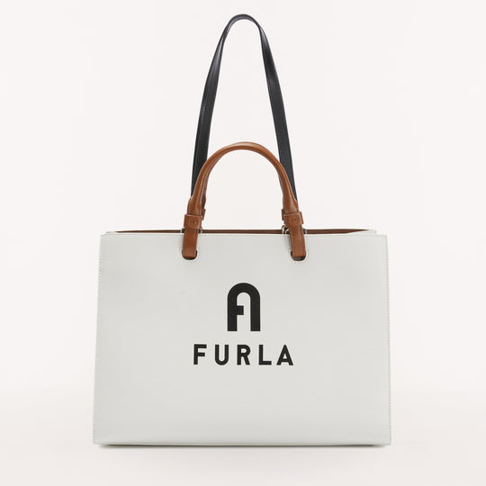 Furla Varsity Style Tote Marshmlow Nero L
