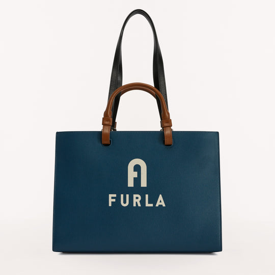 Furla Varsity Style Tote Blu Jay Marmo L