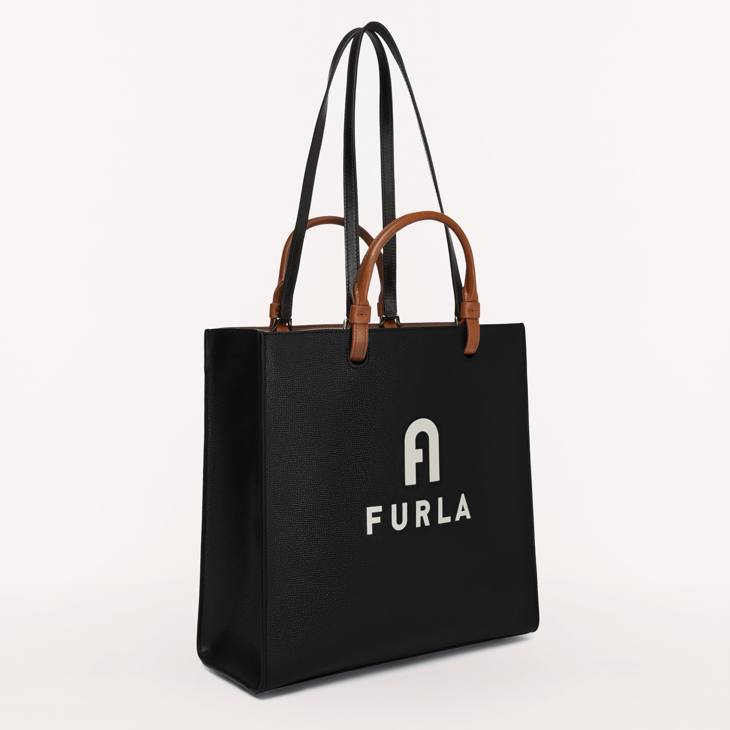 Furla Varsity Style Tote Bag WB00728 Nero & Perla E L