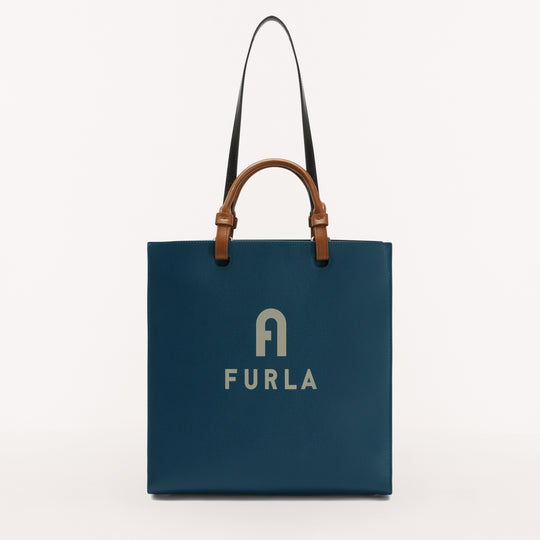 Furla Varsity Style Tote Blu Jay Marmo L