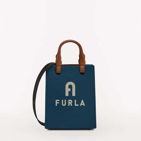 Furla Varsity Style Tote Blu Jay Marmo Mini