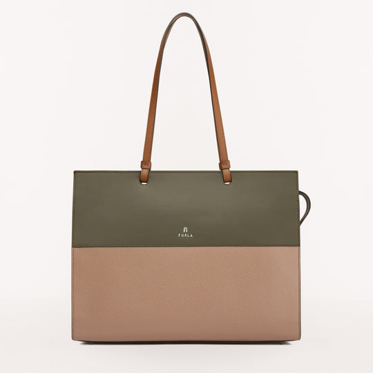 Furla Varsity Style Tote Grei Salvia Cog L