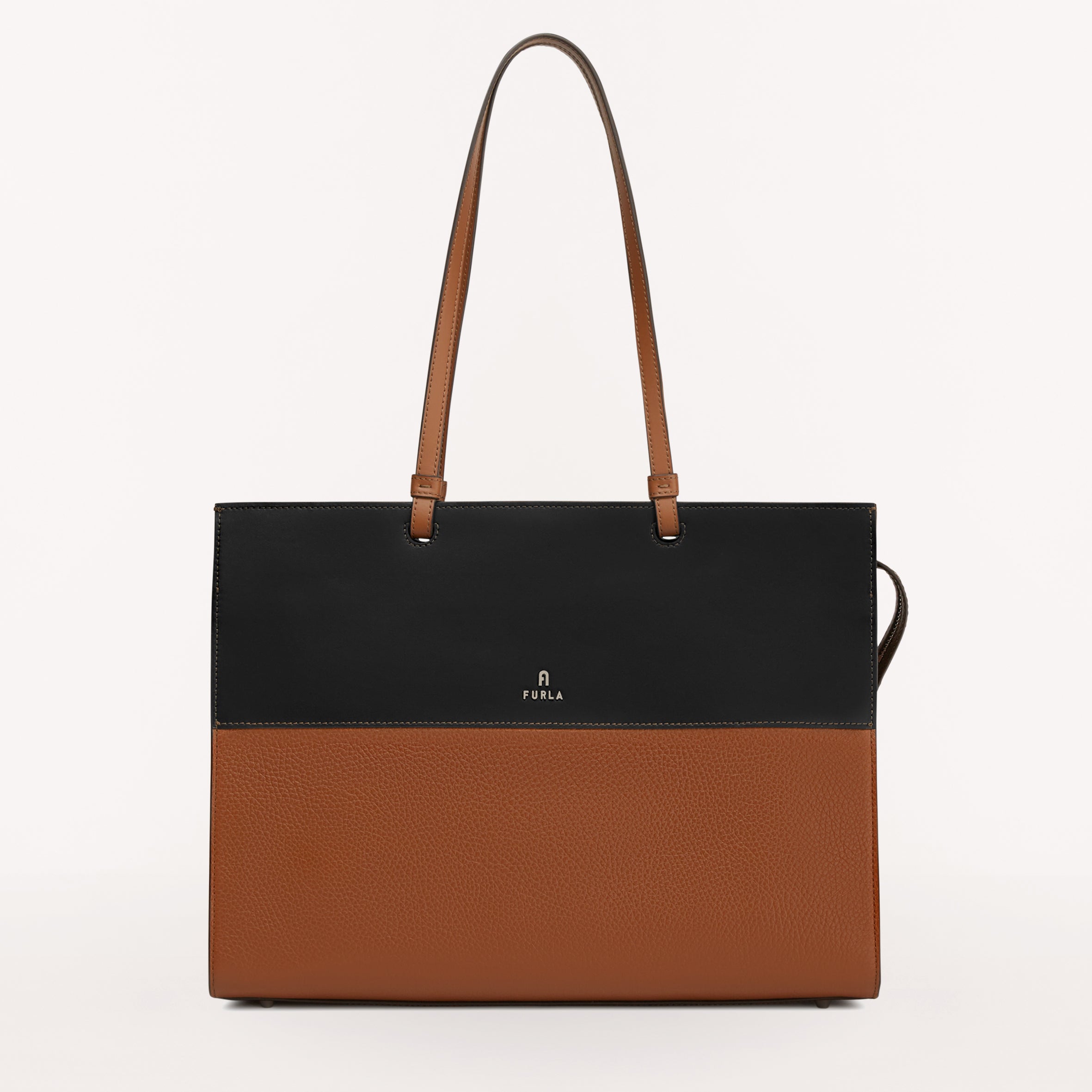 Furla Varsity Style Tote, Cognac H+Nero, Vit King Eracle