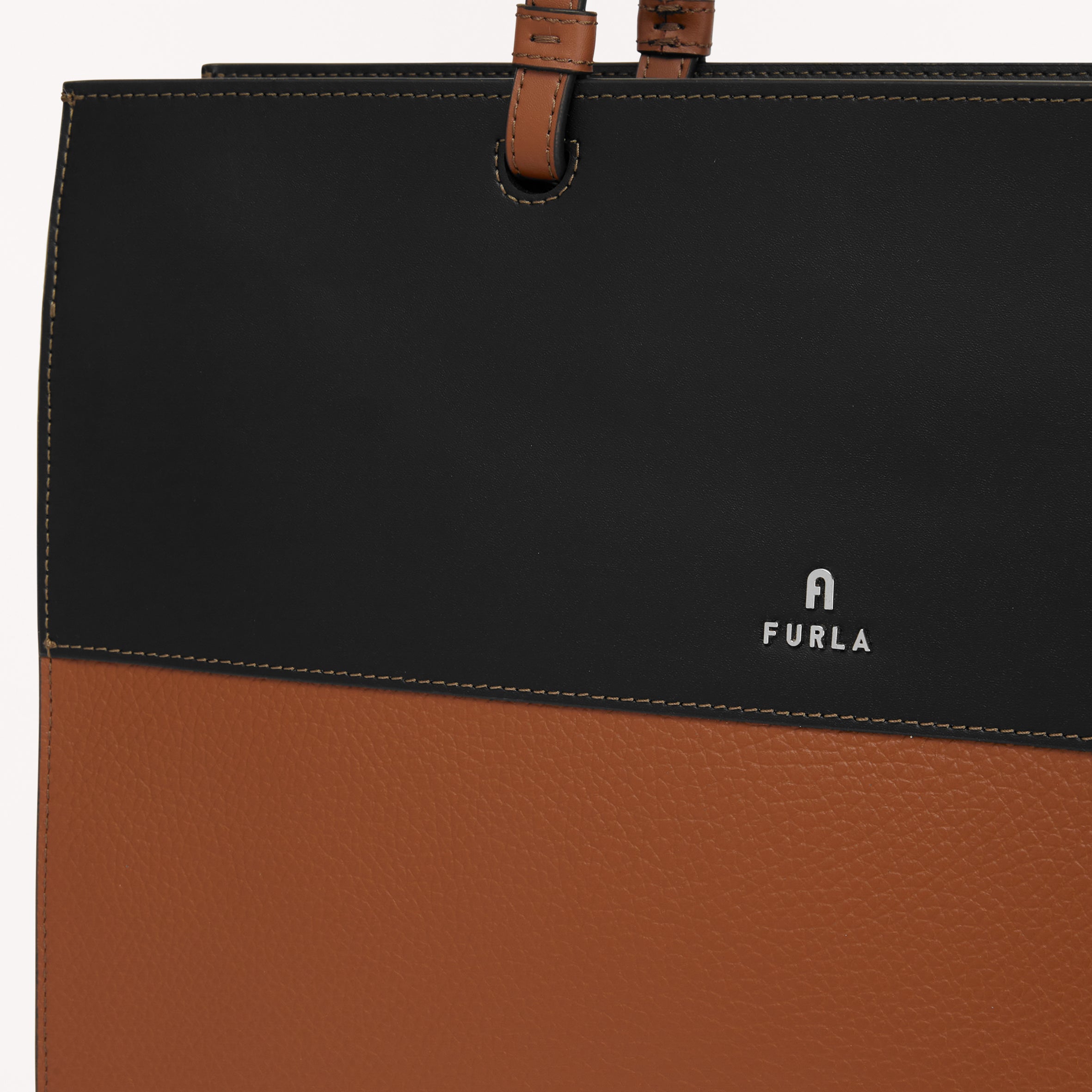 Furla Varsity Style Tote, Cognac H+Nero, Vit King Eracle