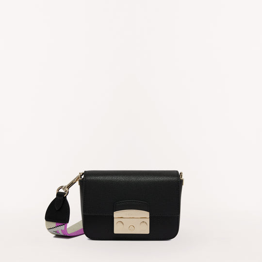 Furla Metropolis Webbing Strap Crossbody Bag Ner/Marm/Violet Mini
