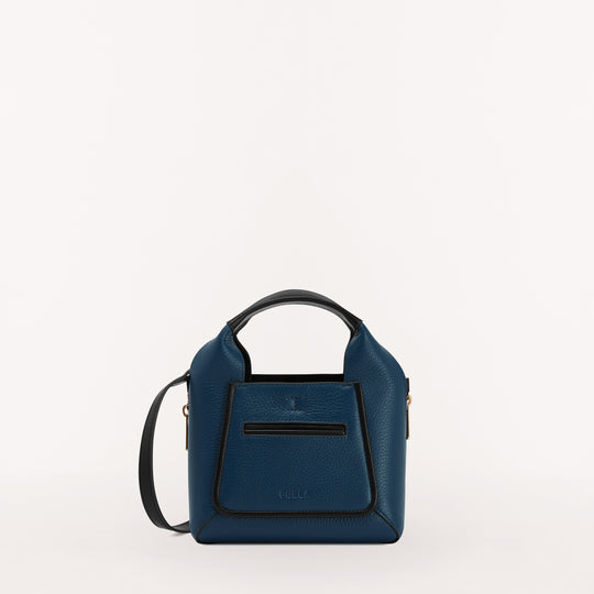 Furla Gilda Tote Bag w/ Pocket Blu Jay/Nero Mini