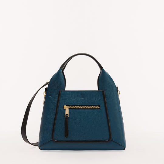 Furla Gilda Tote Bag w/ zip Pocket Blu Jay/Nero M