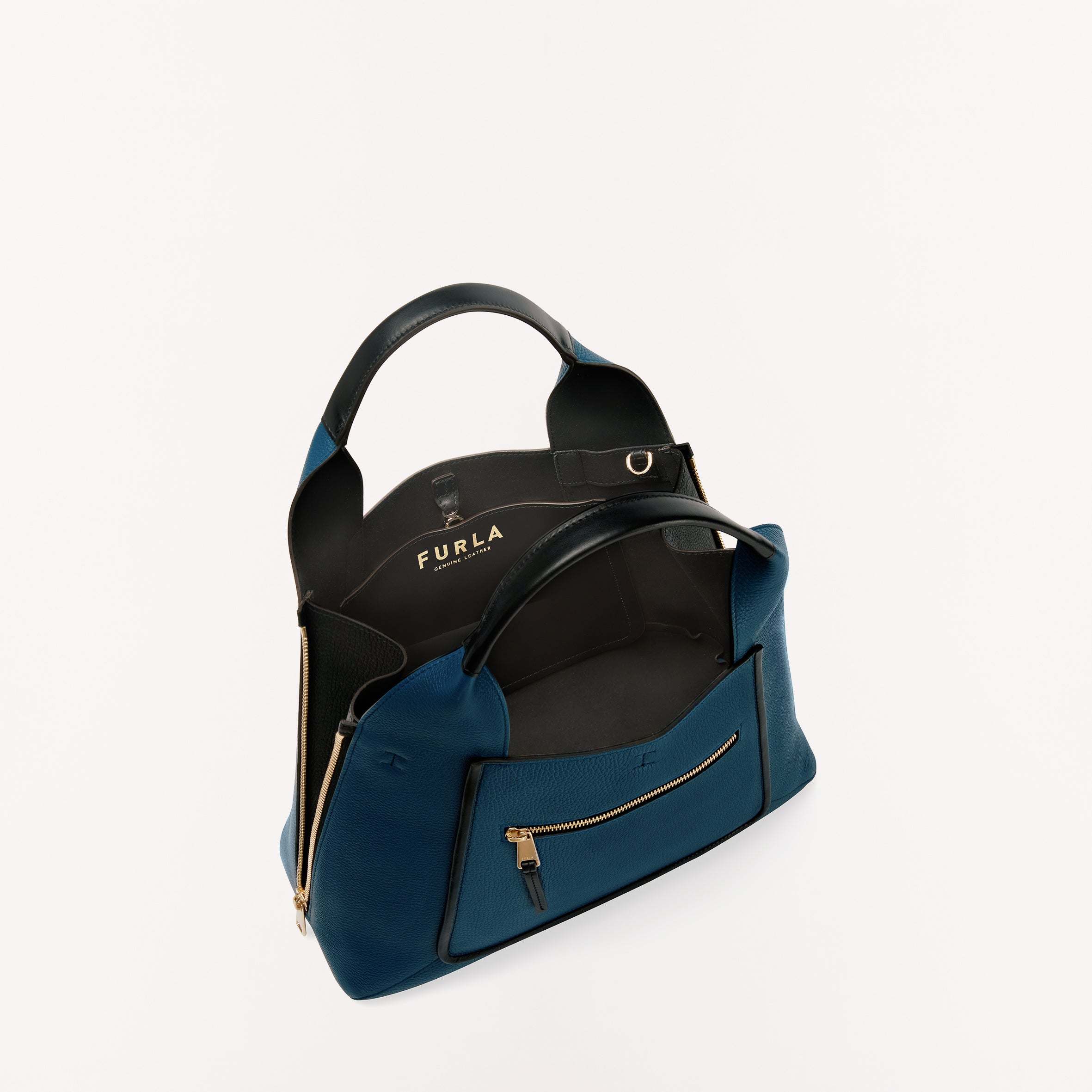 Furla Gilda Tote Bag w/ zip Pocket Blu Jay/Nero M WB00844 WB00844BX02711800S1007