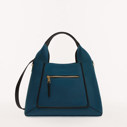 Furla Gilda Tote W/Zip Pocket Blu Jay Nero L