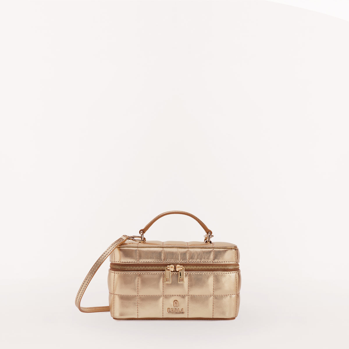 Furla Camelia Vanity Case, Champagne, Vit Sor Met Tra