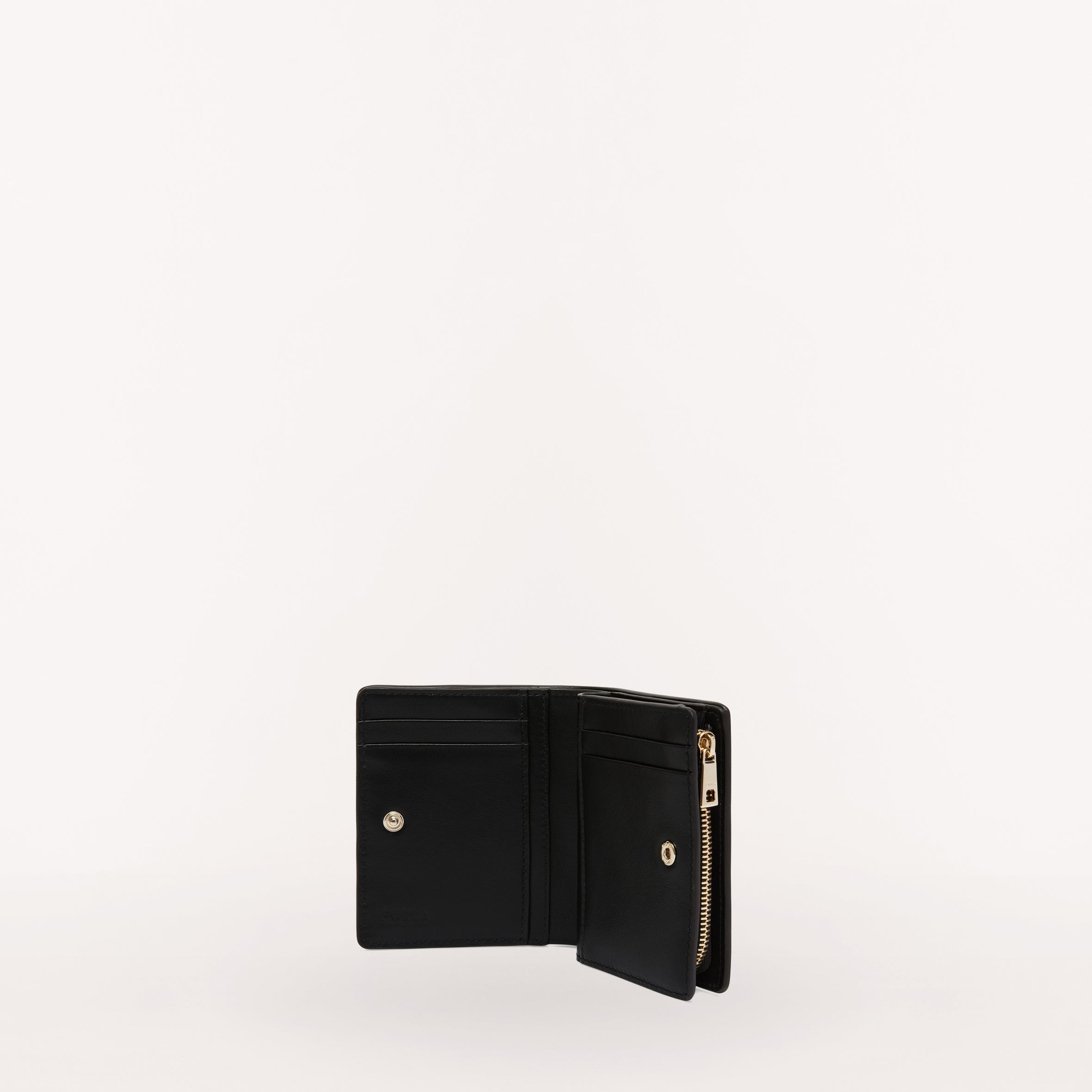 Furla Camelia Compact Wallet Zip, Nero, Vitelo St. Ercle