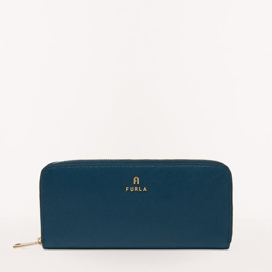 Furla Camelia Zip Around Slim Blu J Greigeint Xl