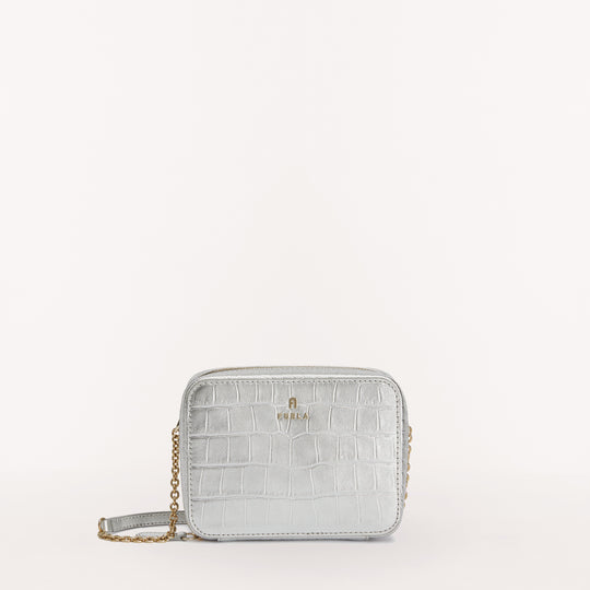 Furla Camelia Camera Case Crossbody Bag Silver Mini