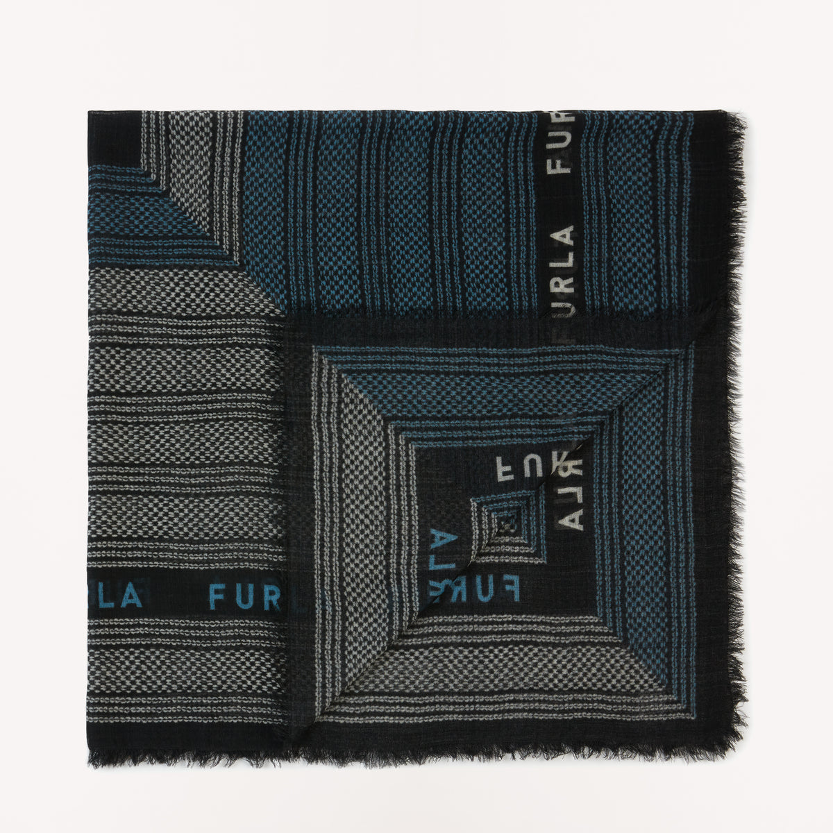 Furla Favola Shawl 120x120 WT00052 Toni Nero 120x120 Lana Strip Rope