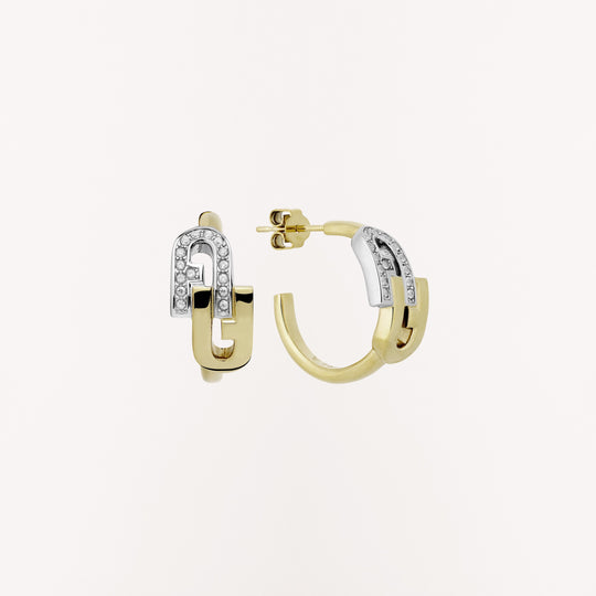 Furla Arch Double Hoop Earrings Oro/Crystal